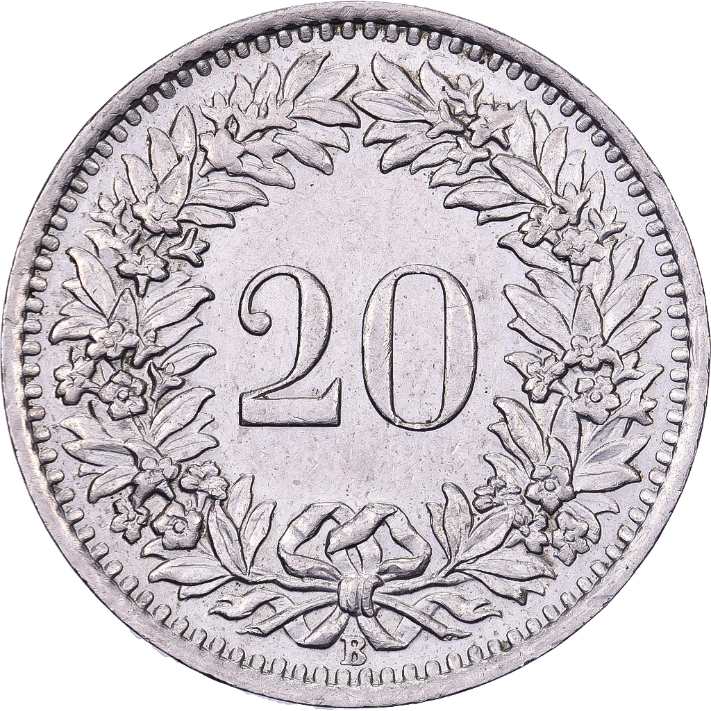 Switzerland, 20 Rappen, 1944, Bern, Copper-nickel, , KM:29a