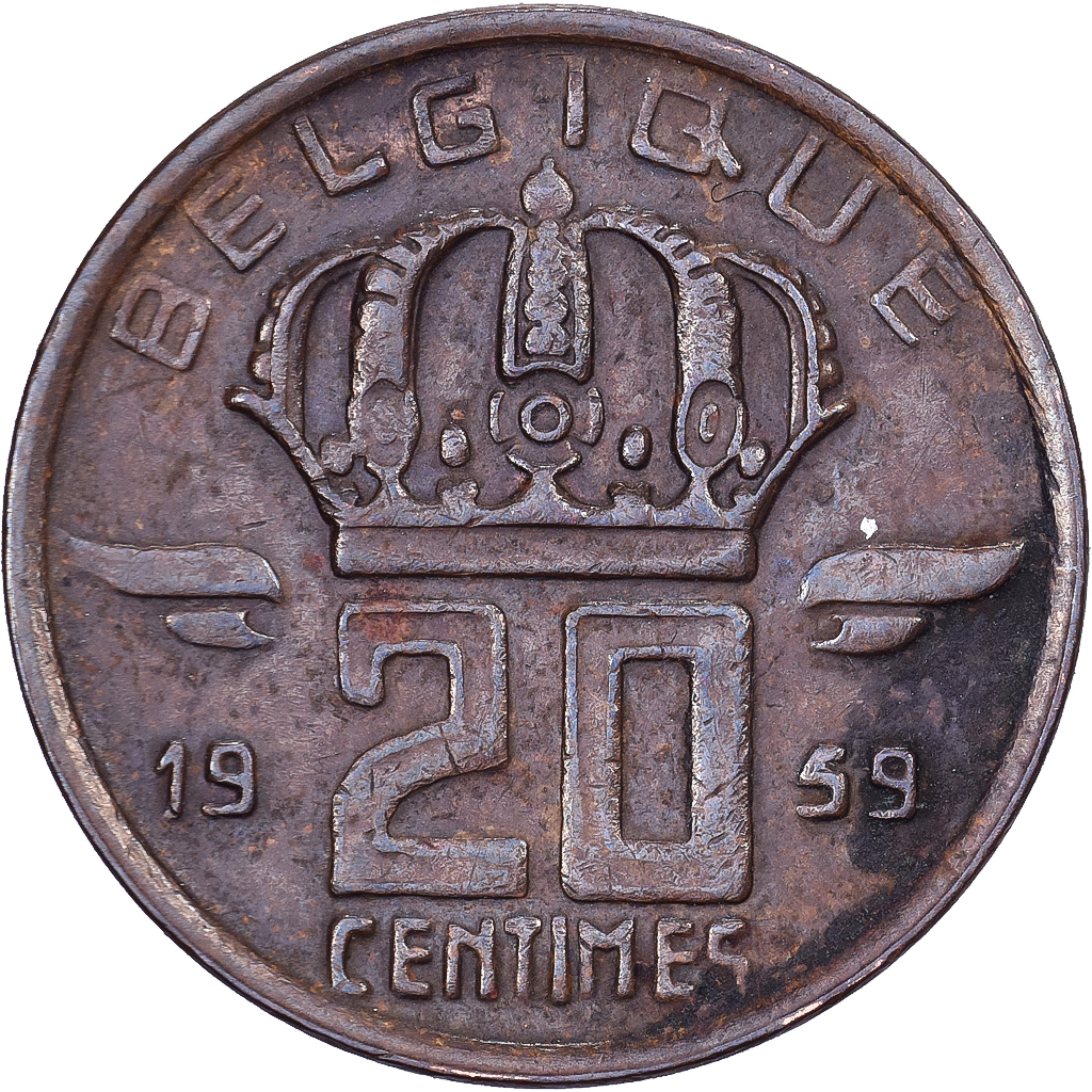 Belgium, Baudouin I, 20 Centimes, 1959, Brussels, Bronze, , KM:146