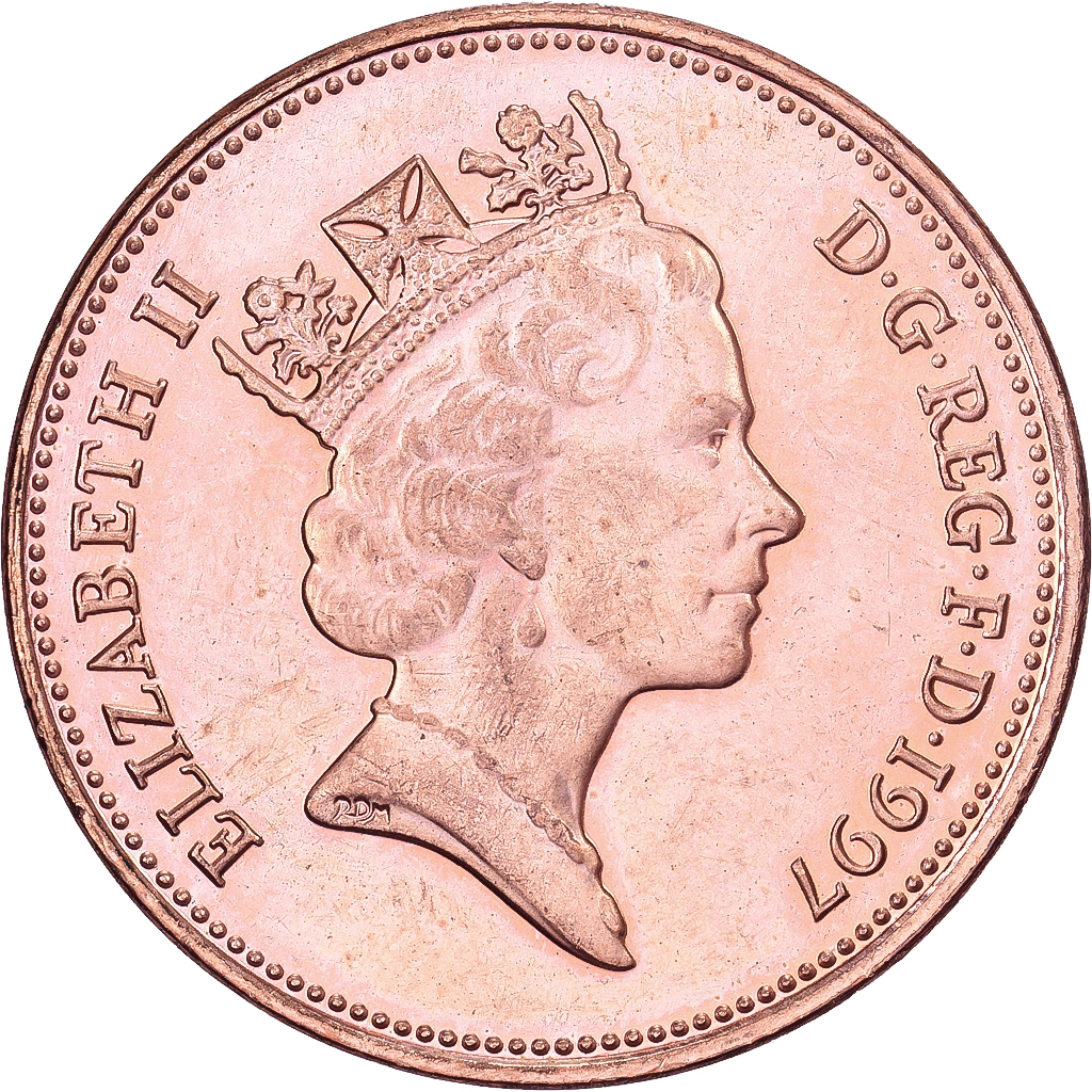 Great Britain, Elizabeth II, 2 Pence, 1997, Copper Plated Steel, , KM:936a