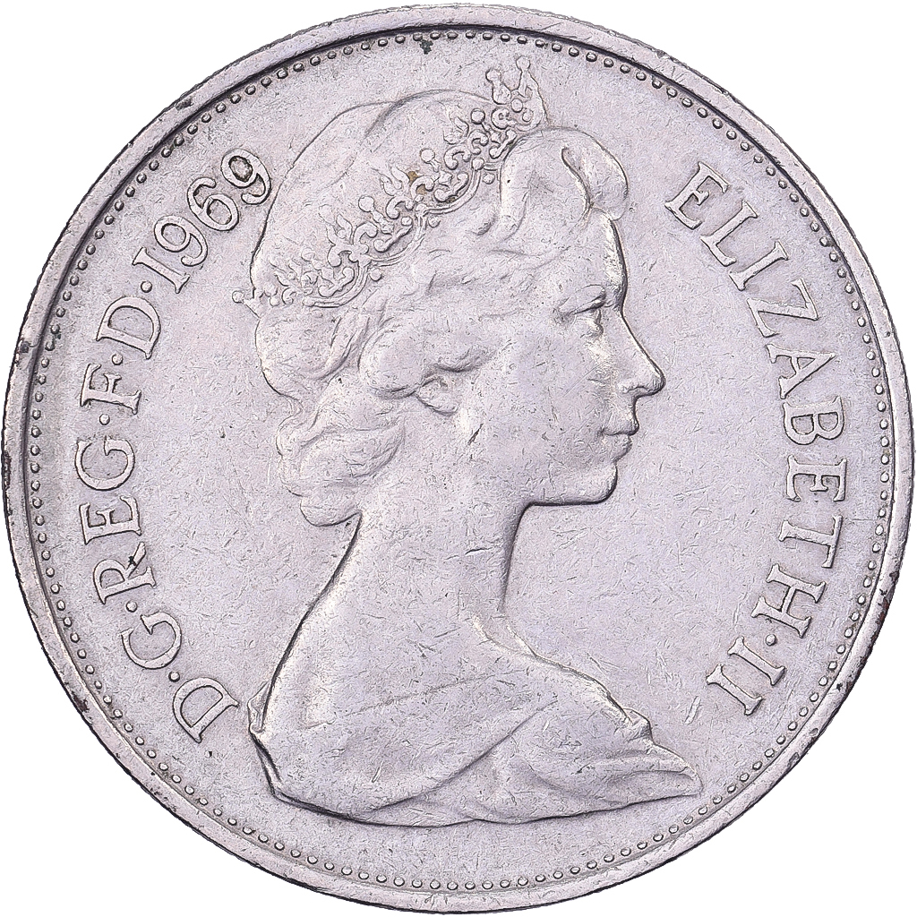 Great Britain, Elizabeth II, 10 New Pence, 1969, Copper-nickel, 