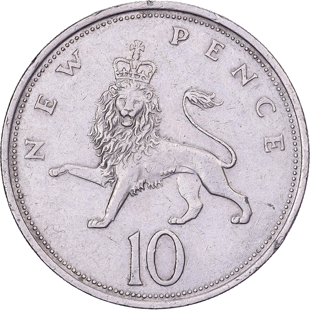 Great Britain, Elizabeth II, 10 New Pence, 1969, Copper-nickel, 