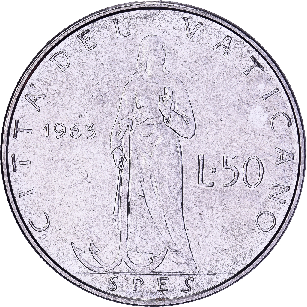 Vatican, Paul VI, 50 Lire, 1963, Rome, Stainless Steel, , KM:81.1