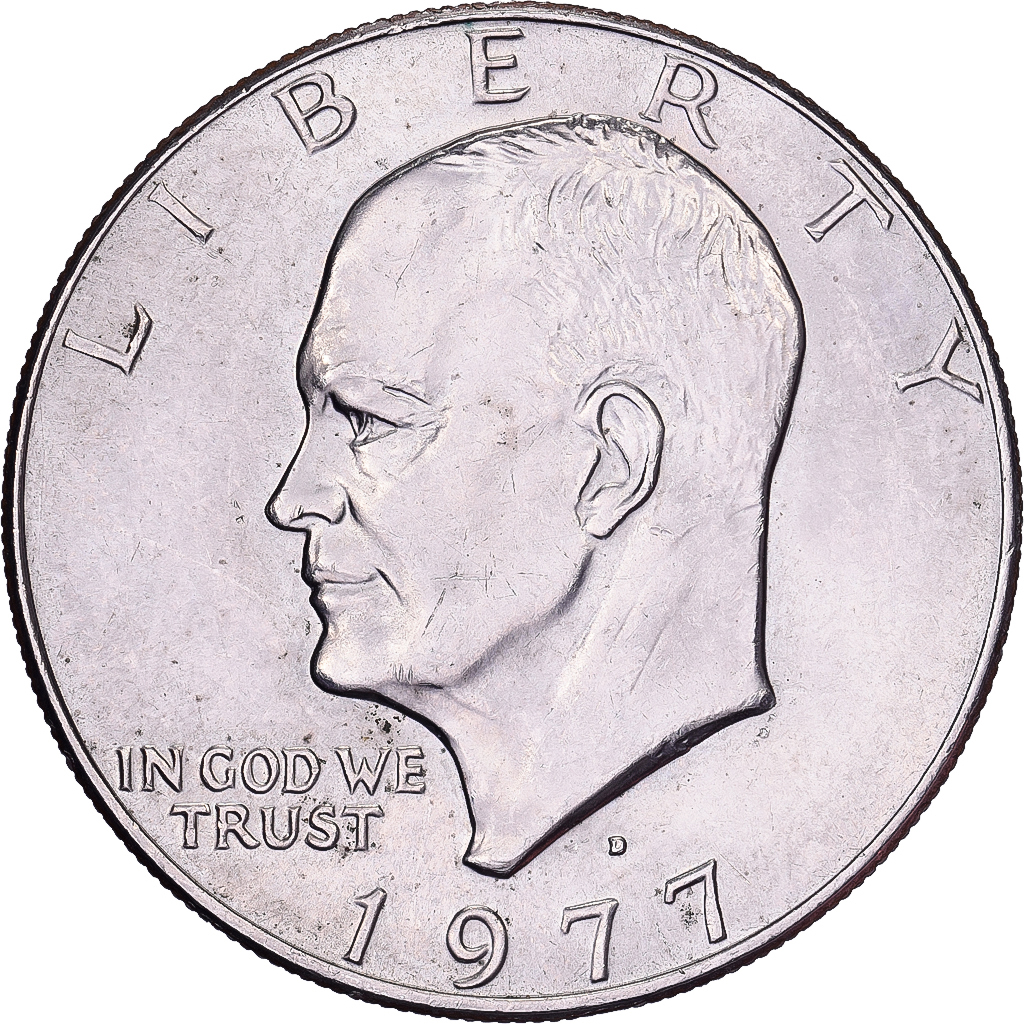 United States, Dollar, Eisenhower, 1977, U.S. Mint, Copper-Nickel Clad Copper