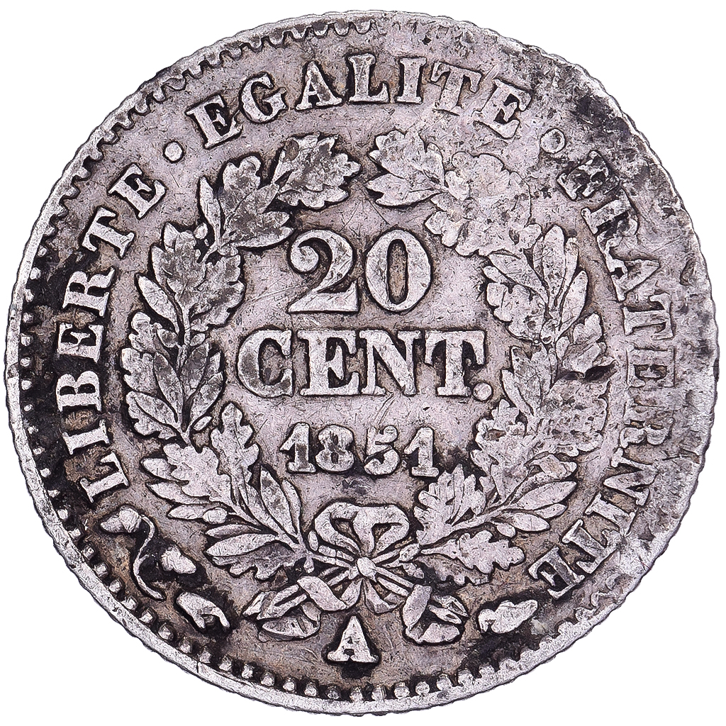 France, 20 Centimes, Cérès, 1851, Paris, Silver, , Gadoury:303