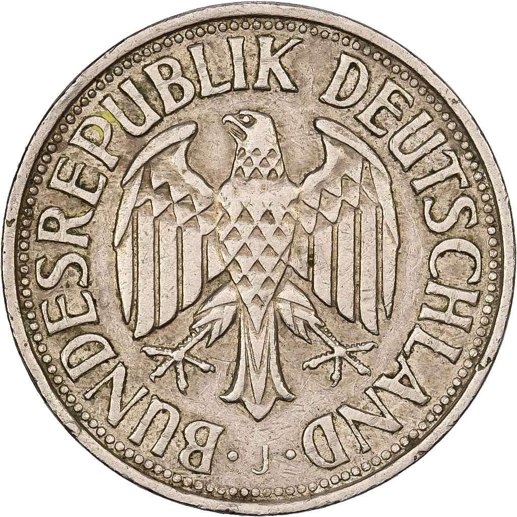 Federal Republic of Germany, Mark, 1955, Hambourg, Copper-nickel, 