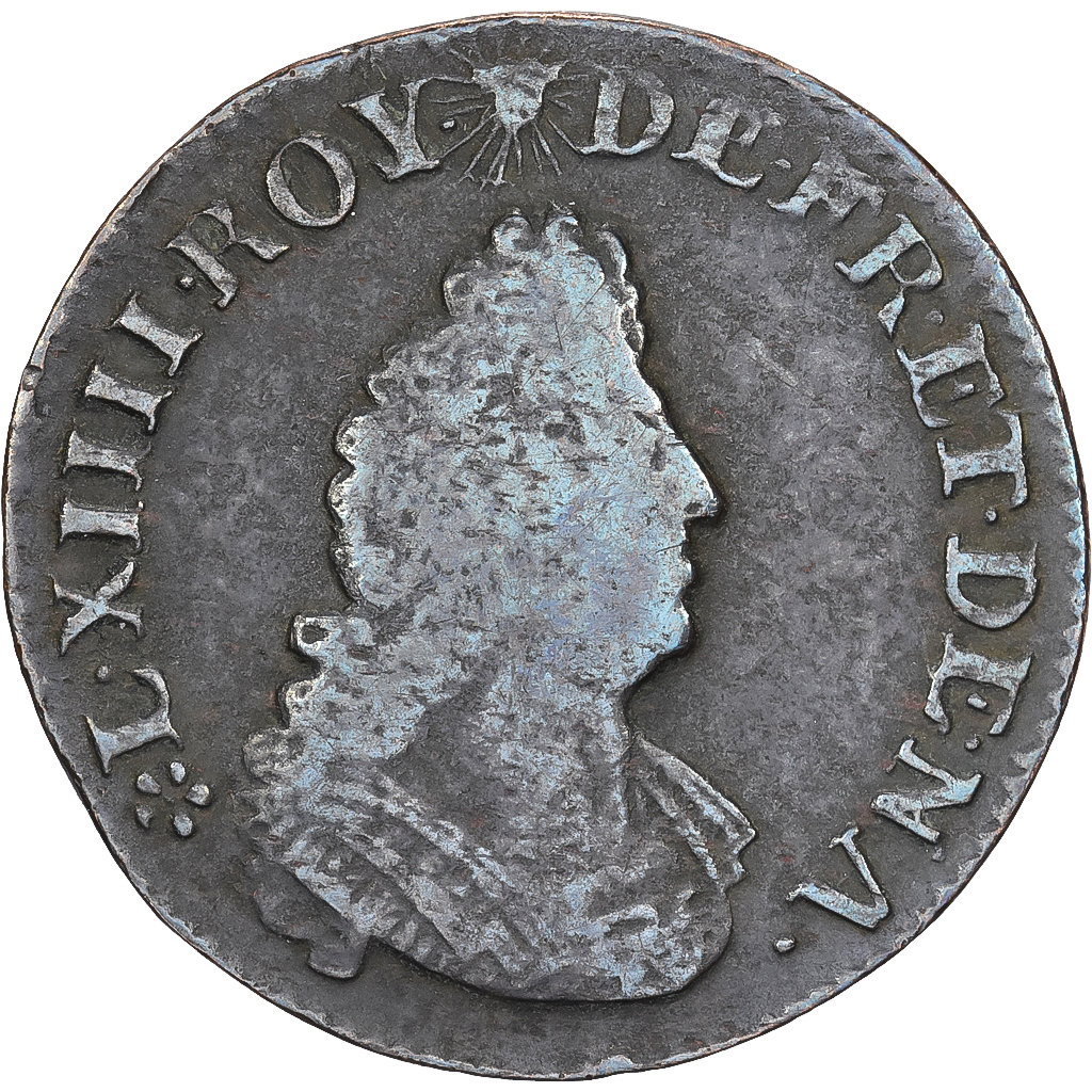 France, Louis XIV, Quatre deniers de Strasbourg, 1696, Strasbourg, Copper