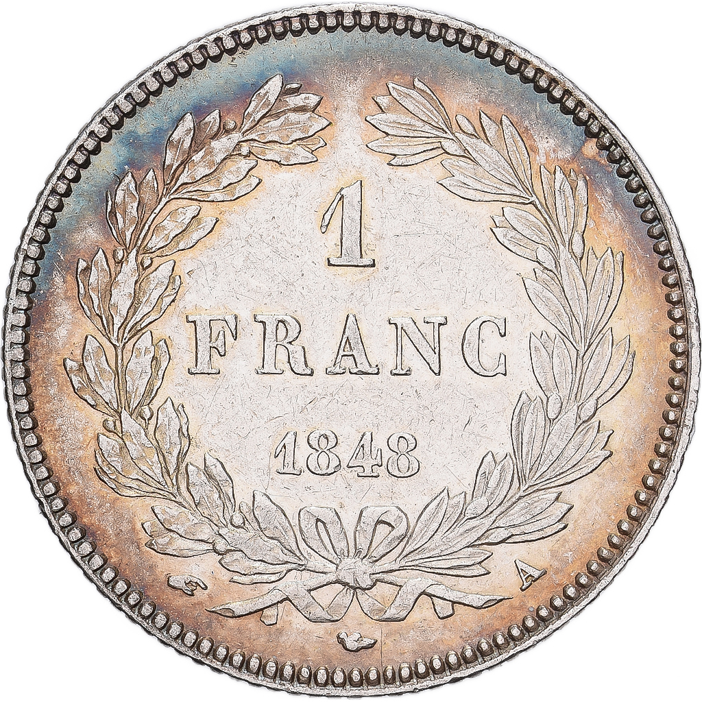 France, Franc, Louis-Philippe, 1848, Paris, Silver, AU, Gadoury:453