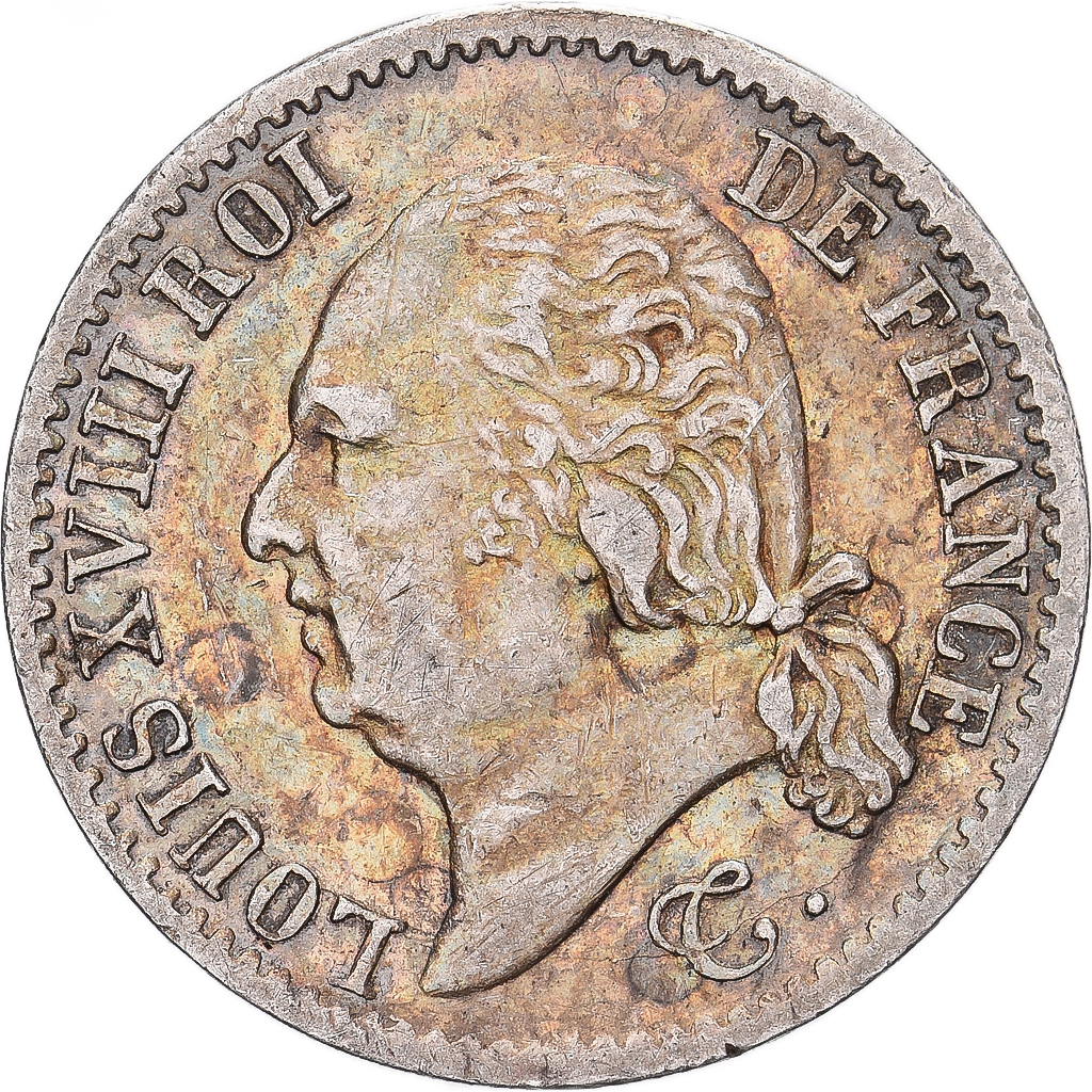 France, Louis XVIII, 1/4 Franc, 1817, Paris, Silver, AU, KM:714.1