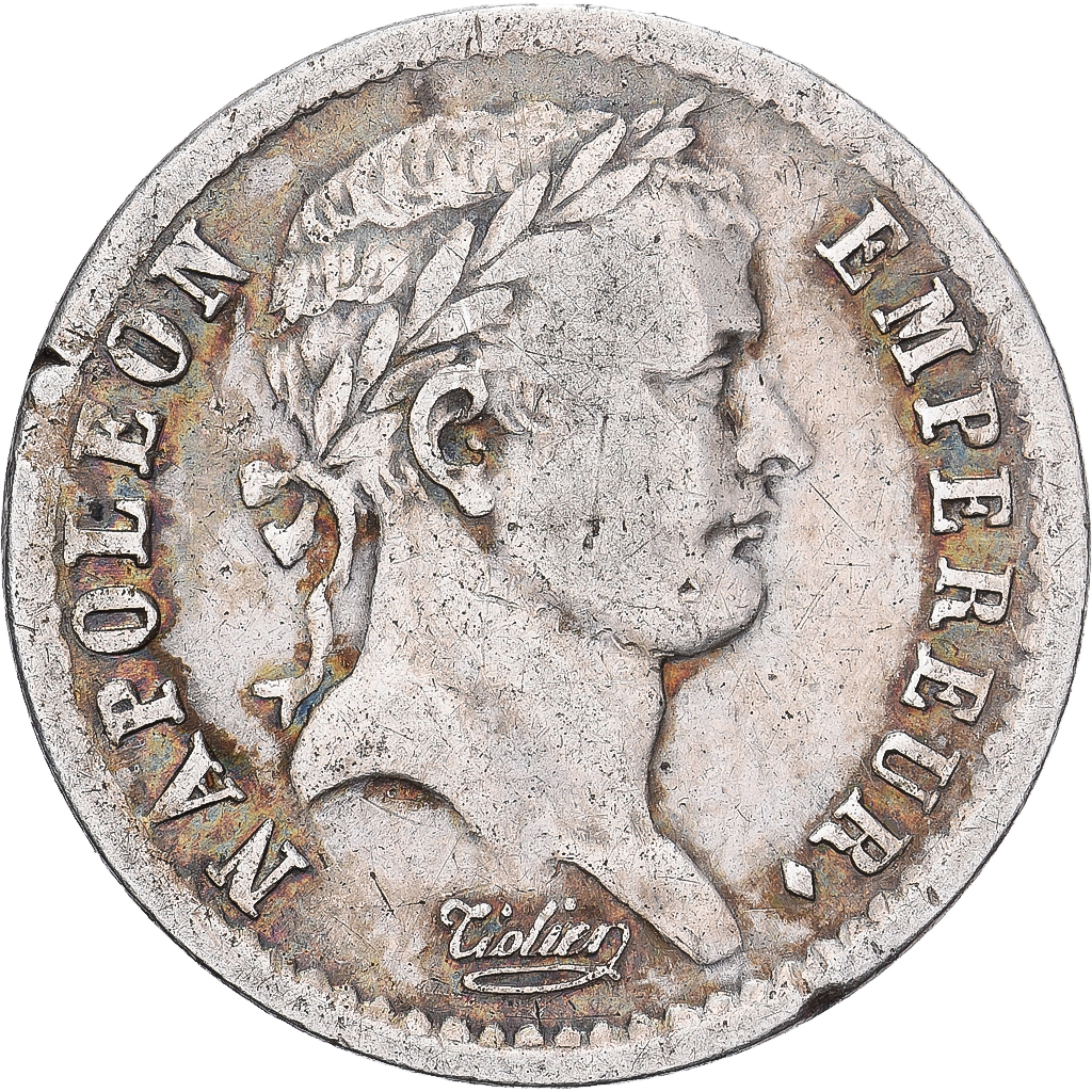 France, Napoleon I, 1/2 Franc, 1808, Strasbourg, Silver, EF, Gadoury:398