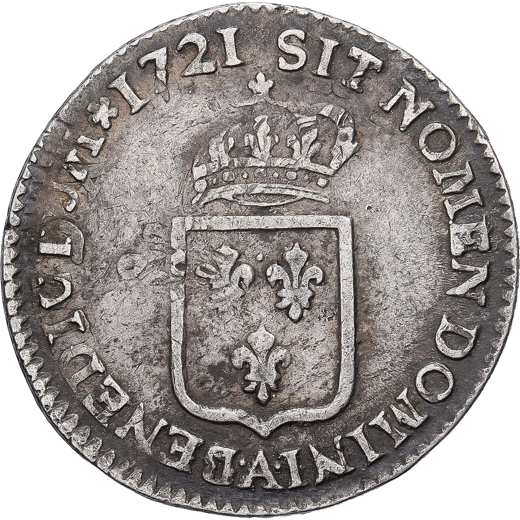 France, Louis XV, 1/6 Écu de France, 1721, Paris, réformé, Silver, VF