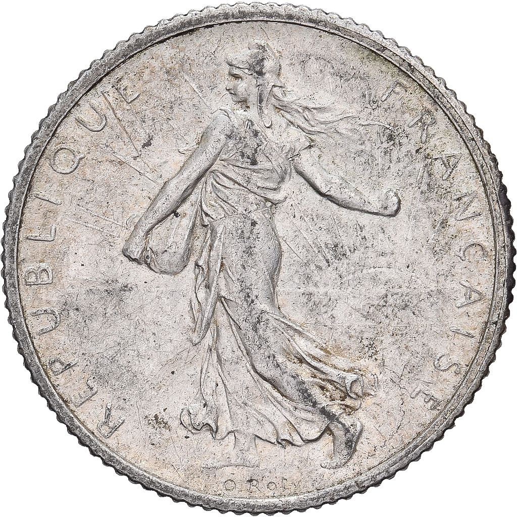 France, Franc, Semeuse, 1918, Paris, Silver, EF, Gadoury:467, KM:844.1