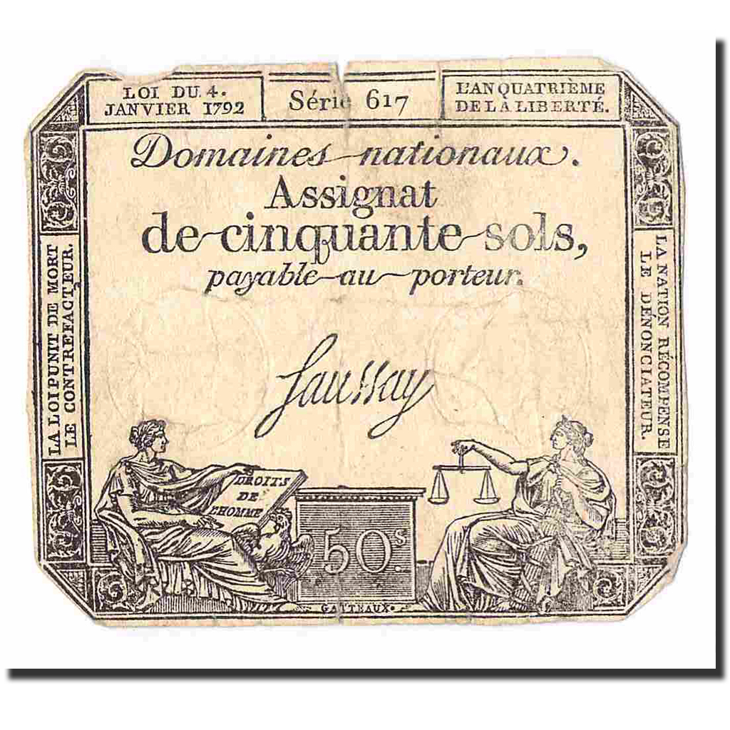 France, 50 Sols, Other, 1792, 1792-01-04, EF(40-45), KM:A56