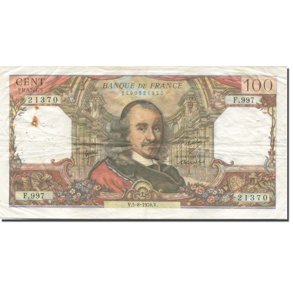 France, 100 Francs, Corneille, 1976, 1976-08-05, EF(40-45), Fayette:65.54