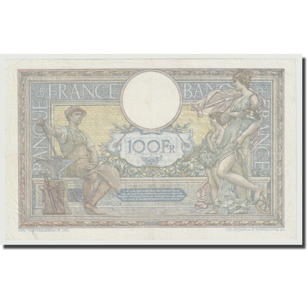 France, 100 Francs, Luc Olivier Merson, 1919, 1919-07-22, AU(50-53)