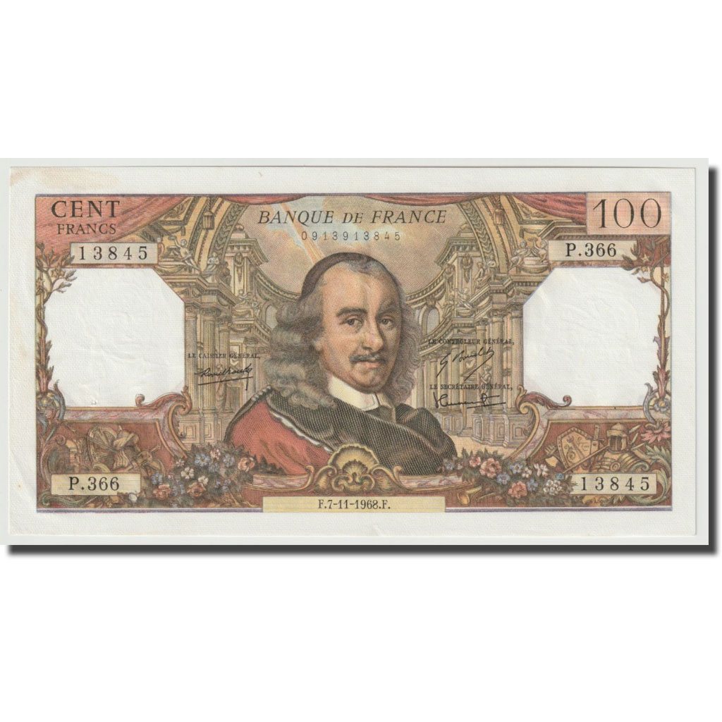Frankrijk, 100 Francs, Corneille, 1968, 1968-11-07, SPL+, Fayette:65.24, KM:149c