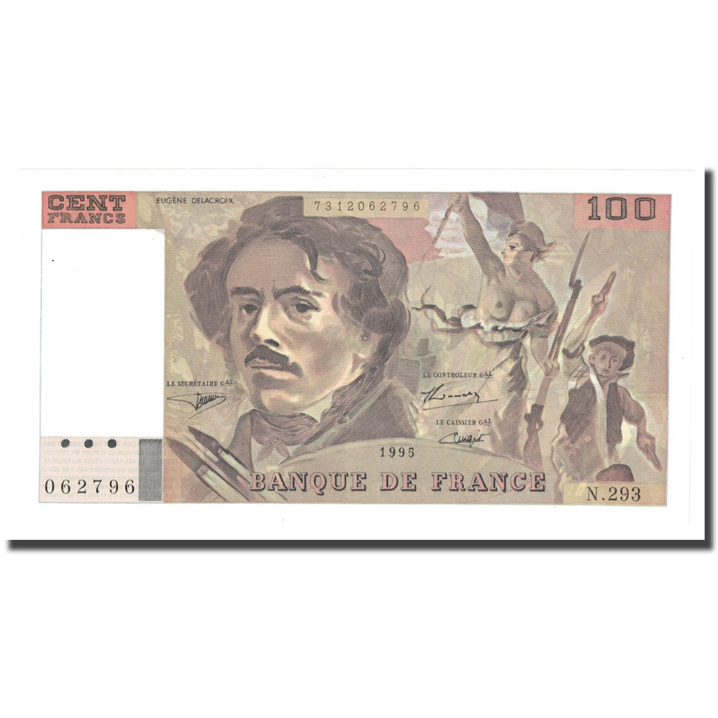 France, 100 Francs, Delacroix, 1995, UNC(64), Fayette:69 ter 2c), KM:154h