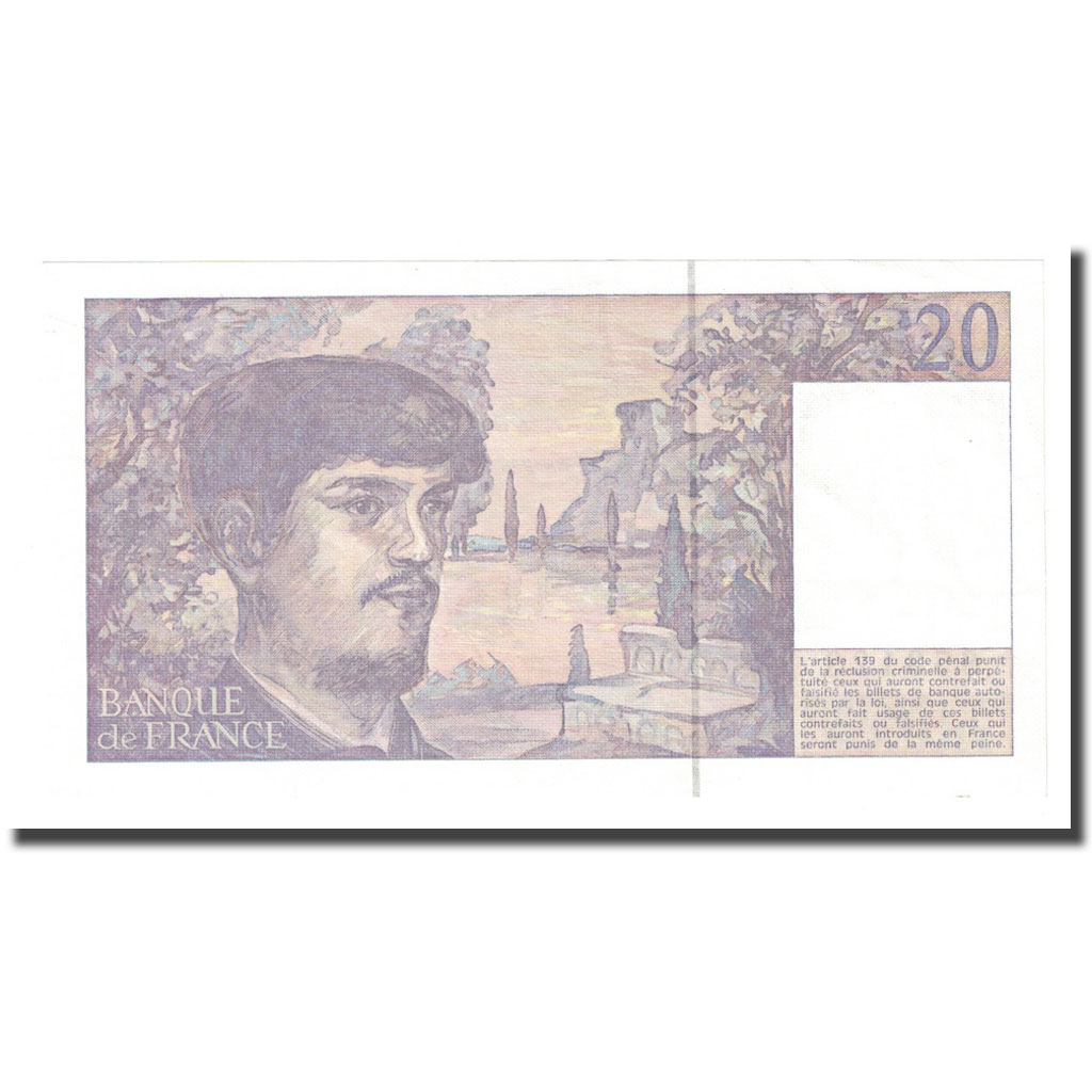 France, 20 Francs, Debussy, 1990, UNC(64), Fayette:66bis.01.A27, KM:151h