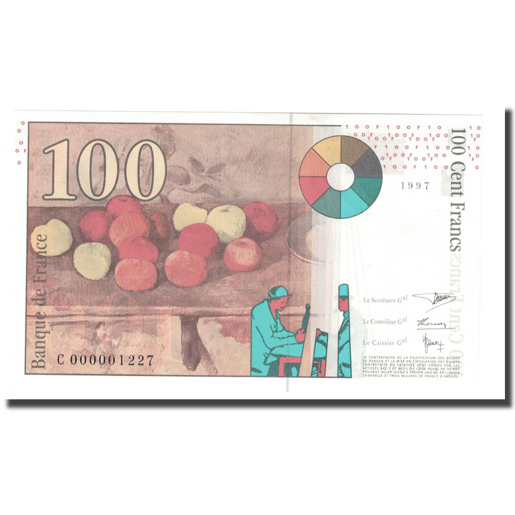 Frankrijk, 100 Francs, Cézanne, 1997, Petit numéro, NIEUW, Fayette:74.1