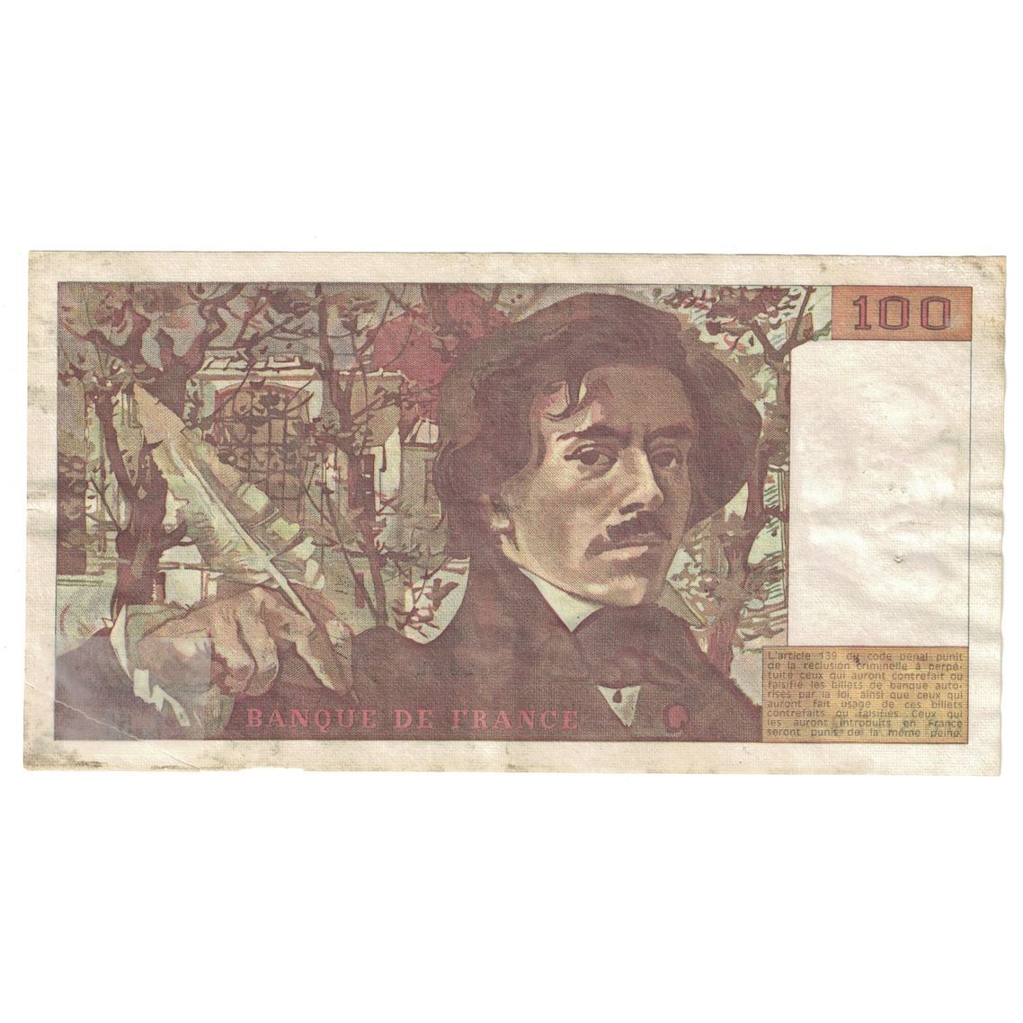 Francia, 100 Francs, Delacroix, 1982, BC+, Fayette:69.06, KM:154b