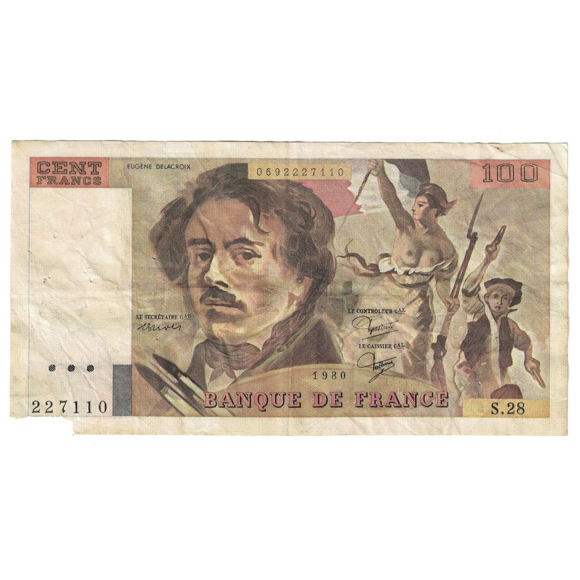 Francia, 100 Francs, Delacroix, 1980, RC+, Fayette:69.04a, KM:154b