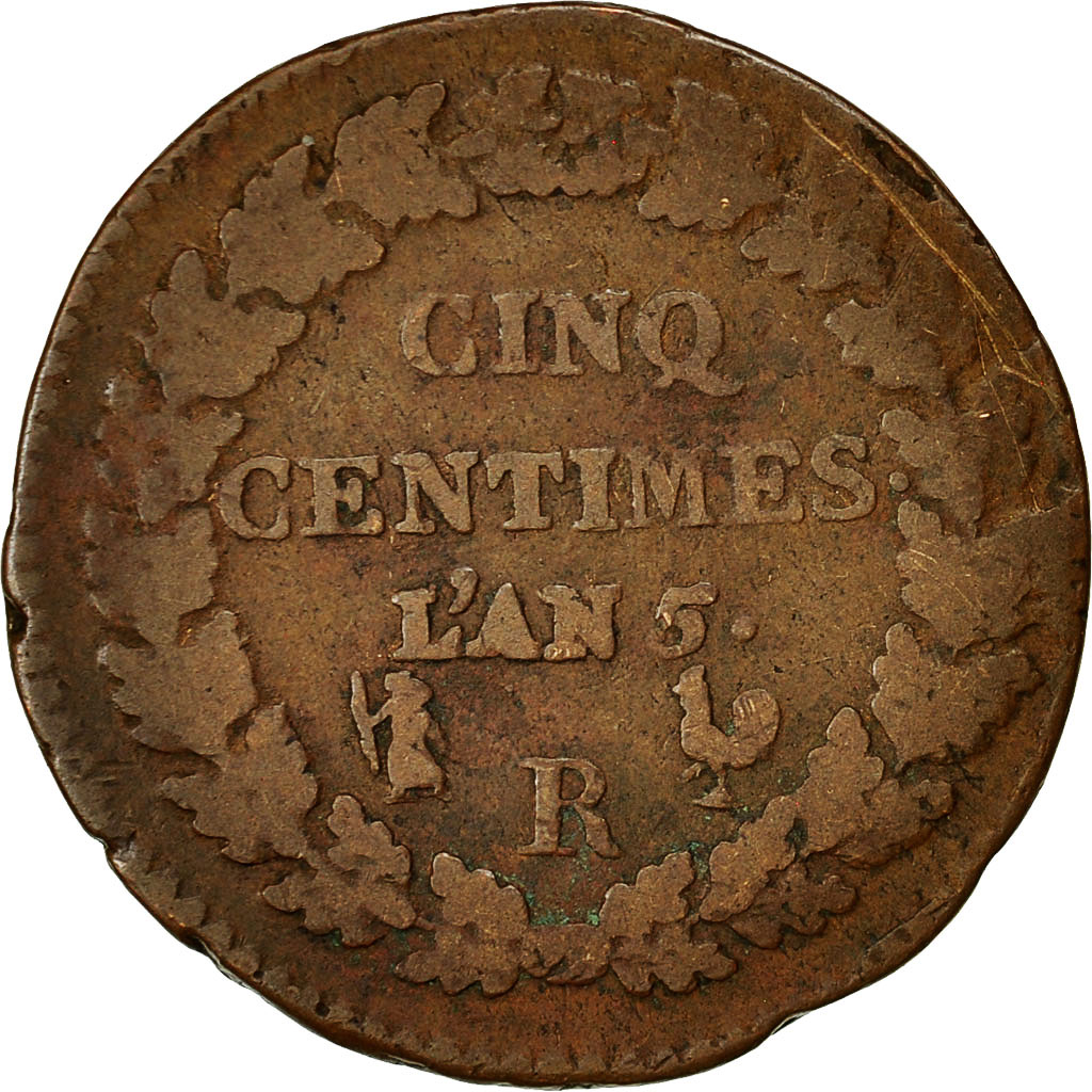 Coin, France, Dupré, 5 Centimes, AN 5, Orléans, , Bronze, KM:640.9