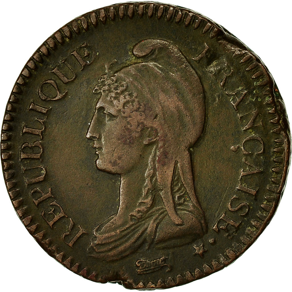 Munten, Frankrijk, Dupré, Decime, 1796, Paris, ZF, Bronze, KM:644.1