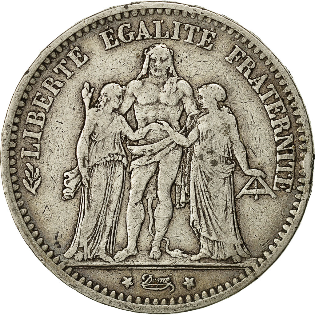 Coin, France, Hercule, 5 Francs, 1875, Bordeaux, , Silver, KM:820.2
