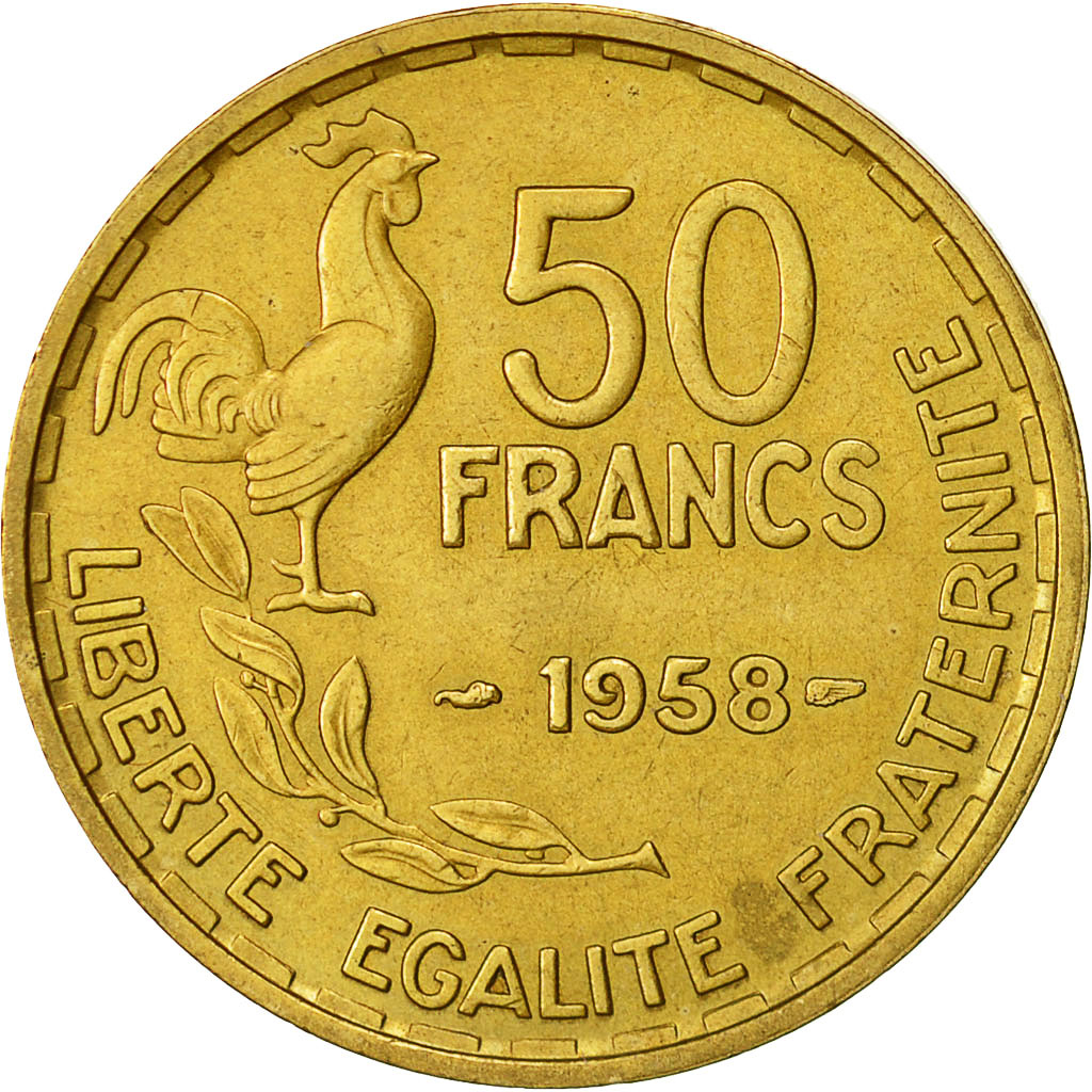 Coin, France, Guiraud, 50 Francs, 1958, Paris, , Aluminum-Bronze