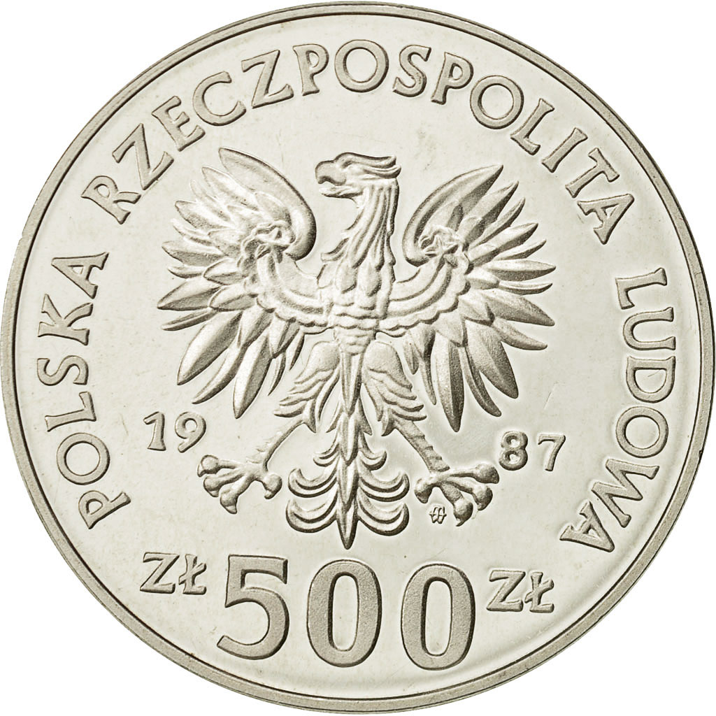 Coin, Poland, 500 Zlotych, 1987, Warsaw, , Silver, KM:173