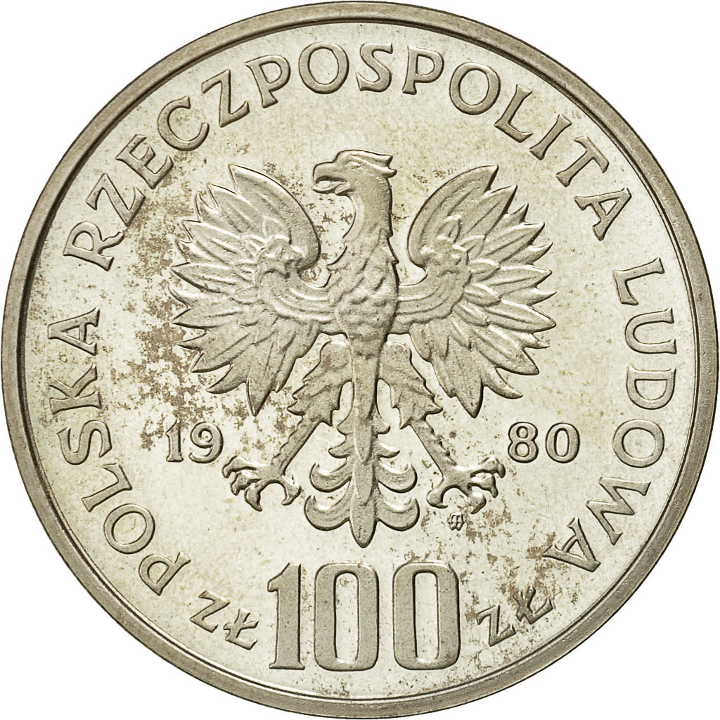 Coin, Poland, 100 Zlotych, 1980, Warsaw, , Silver, KM:109