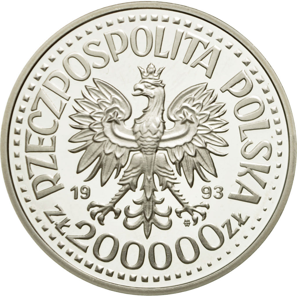 Coin, Poland, 200000 Zlotych, 1993, Warsaw, MS(63), Silver, KM:257