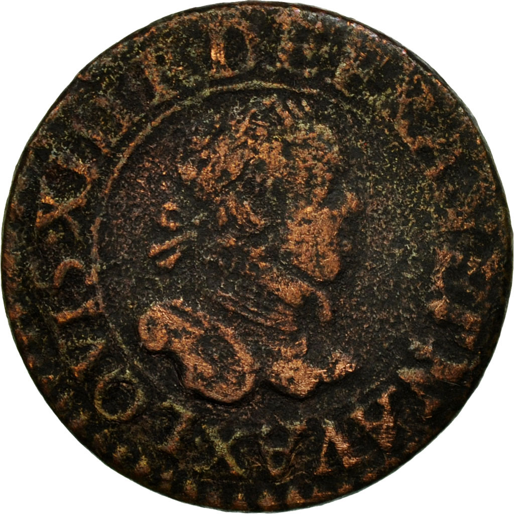Coin, France, Louis XIII, Double Tournois, 1615, Amiens, , Copper