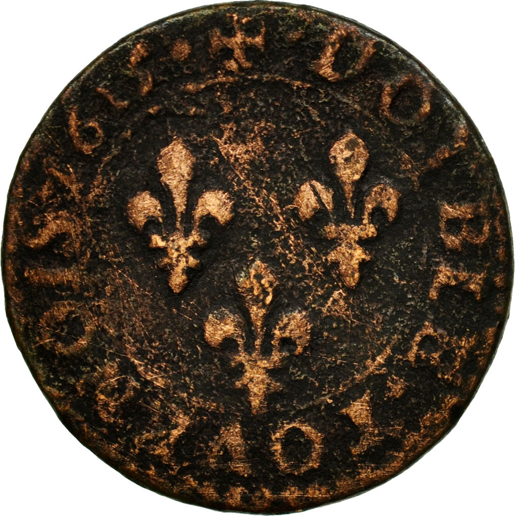 Coin, France, Louis XIII, Double Tournois, 1615, Amiens, , Copper