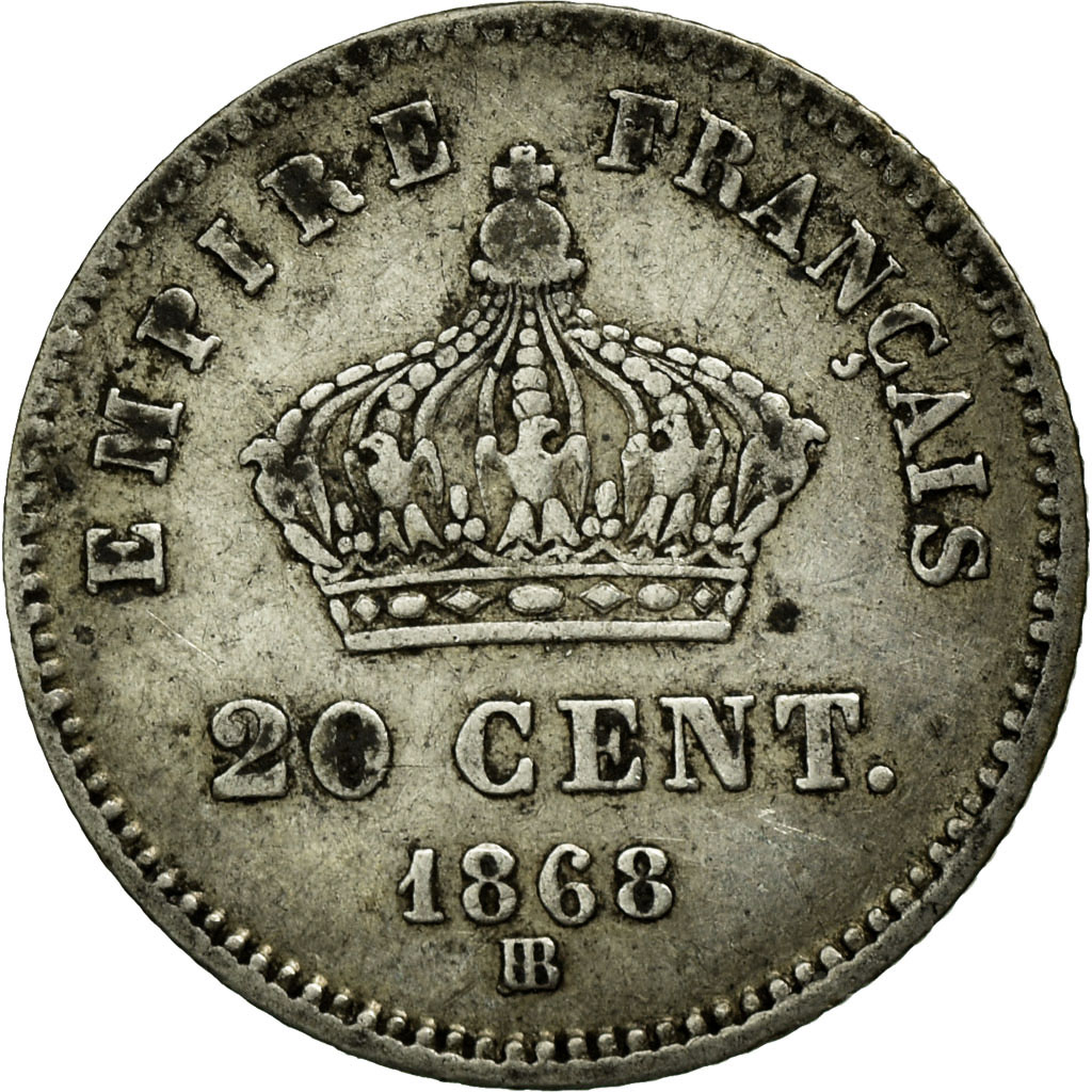 Coin, France, Napoleon III, Napoléon III, 20 Centimes, 1868, Strasbourg