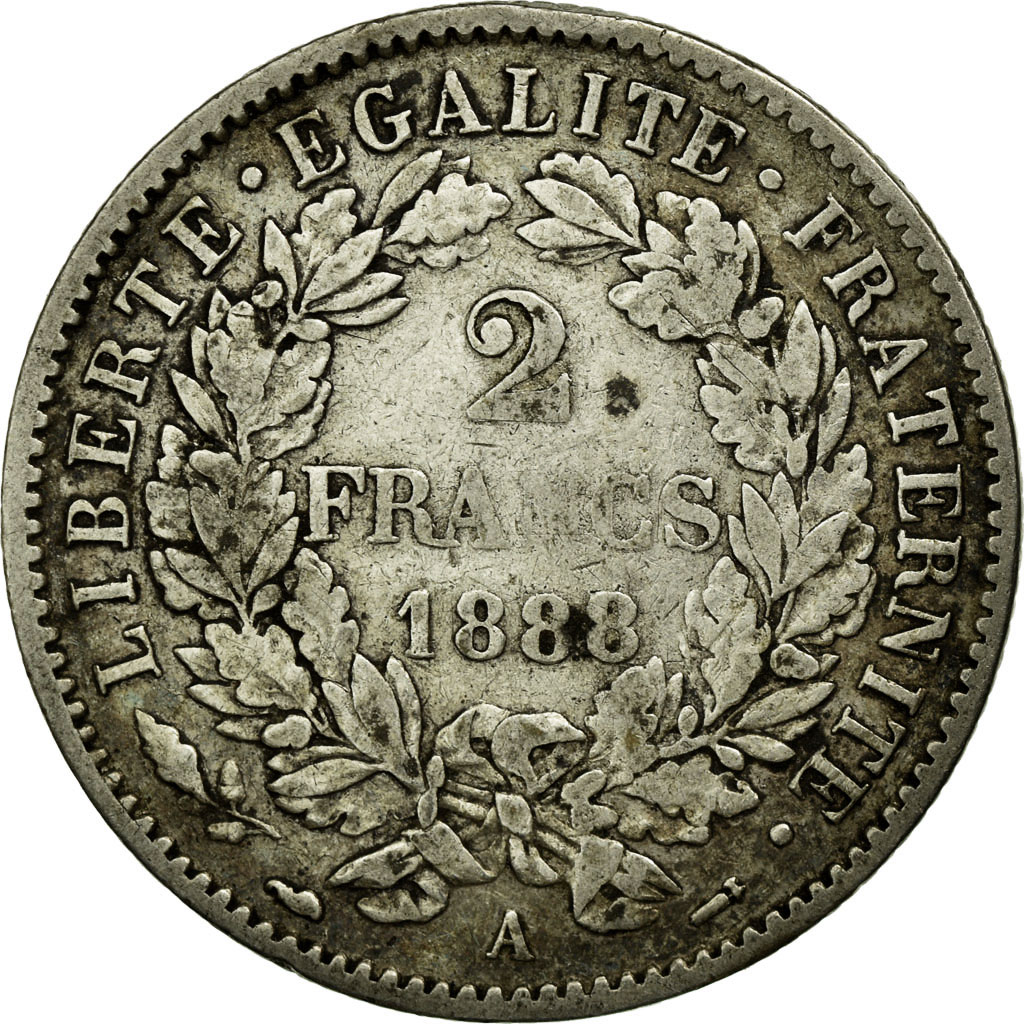 Coin, France, Cérès, 2 Francs, 1888, Paris, , Silver, KM:817.1
