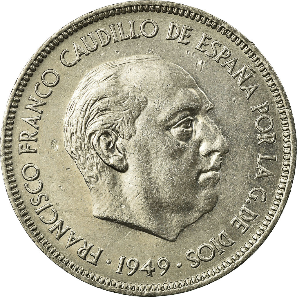 Moneda, España, Caudillo and regent, 5 Pesetas, 1950, SC, Níquel, KM:778