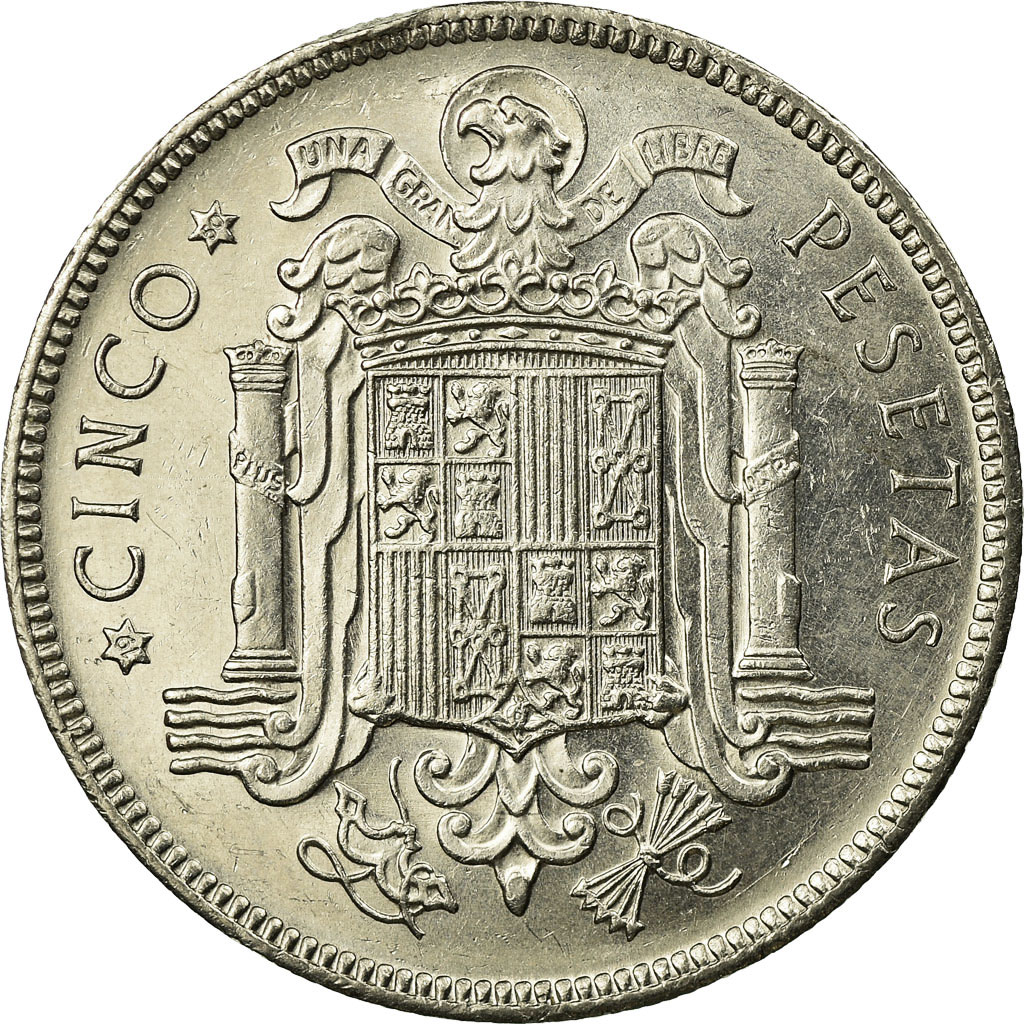 Moneda, España, Caudillo and regent, 5 Pesetas, 1950, SC, Níquel, KM:778