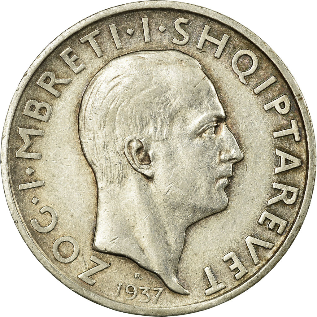 Coin, Albania, Zog I, Frang Ar, 1937, Rome, , Silver, KM:16