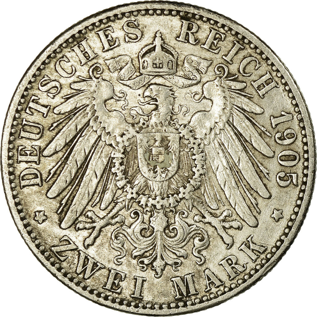 Münze, Deutsch Staaten, BADEN, Friedrich I, 2 Mark, 1905, Stuttgart, SS