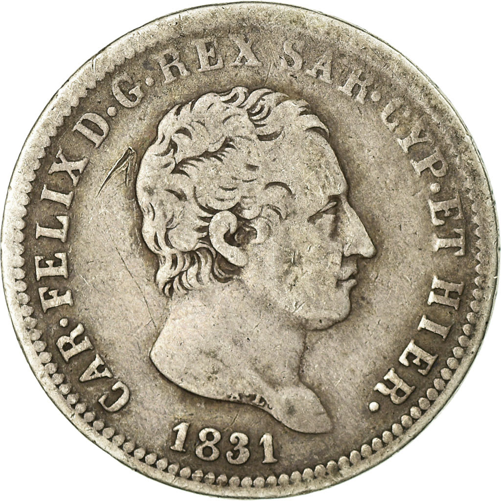 Coin, ITALIAN STATES, SARDINIA, Carlo Felice, 2 Lire, 1831, Genoa, 