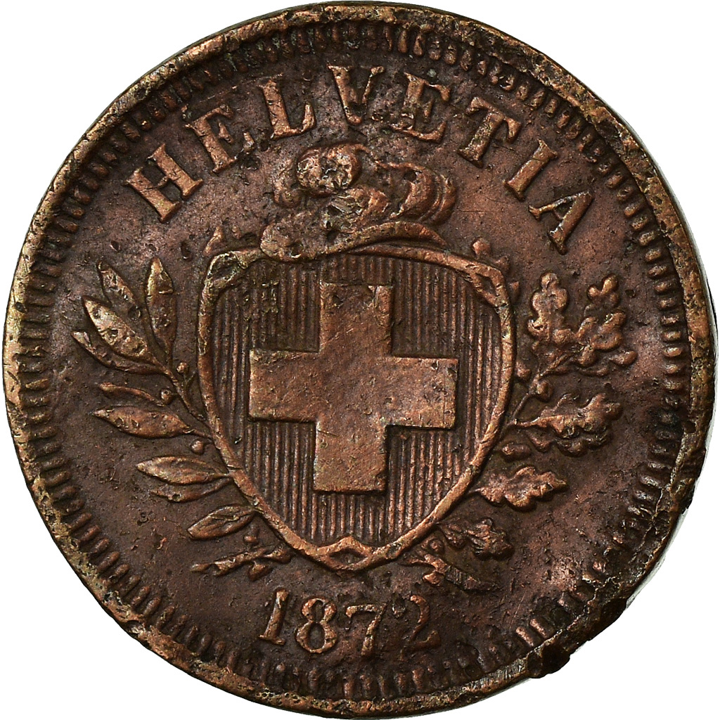 Coin, Switzerland, Rappen, 1872, Bern, , Bronze, KM:3.1