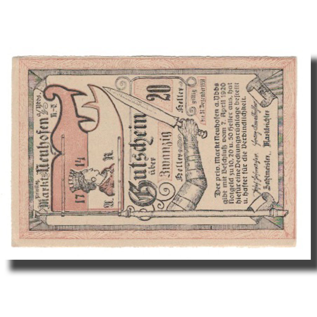 [#663195] Banknote, Austria, Neumarkt an der Ybbs N.Ö. Marktgemeinde, 20 Heller,