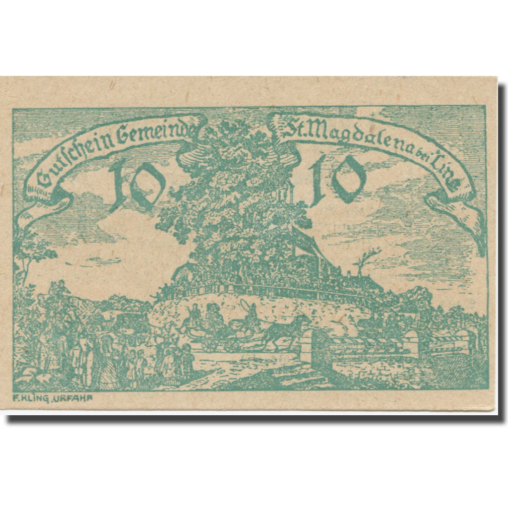 Billete, Austria, St. Magdalena Bei Linz, O.Ö., Gemeinde, 10 Heller, Texte