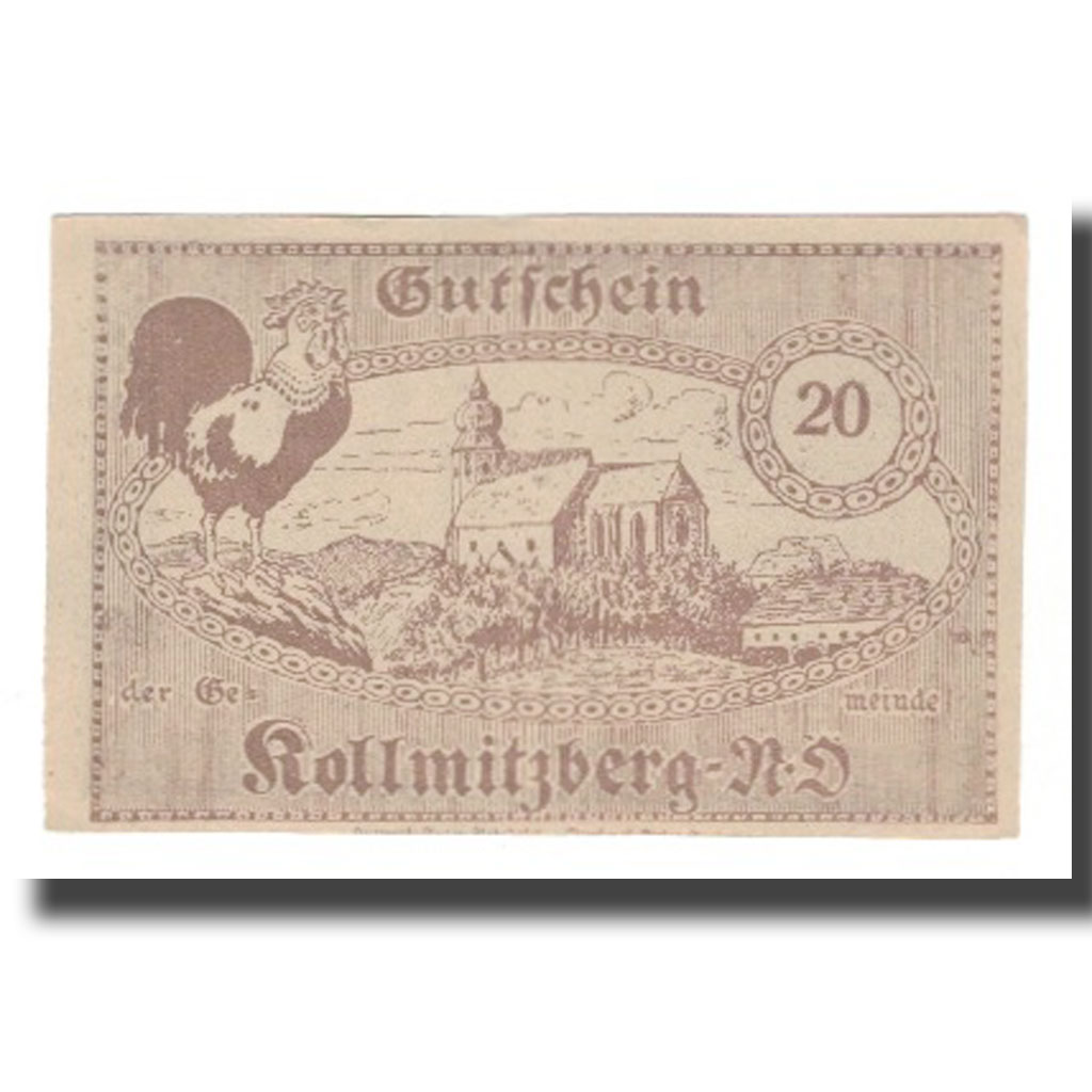 Billete, Austria, Kollmitzberg N.Ö. Gemeinde, 20 Heller, Coq 1, 1920