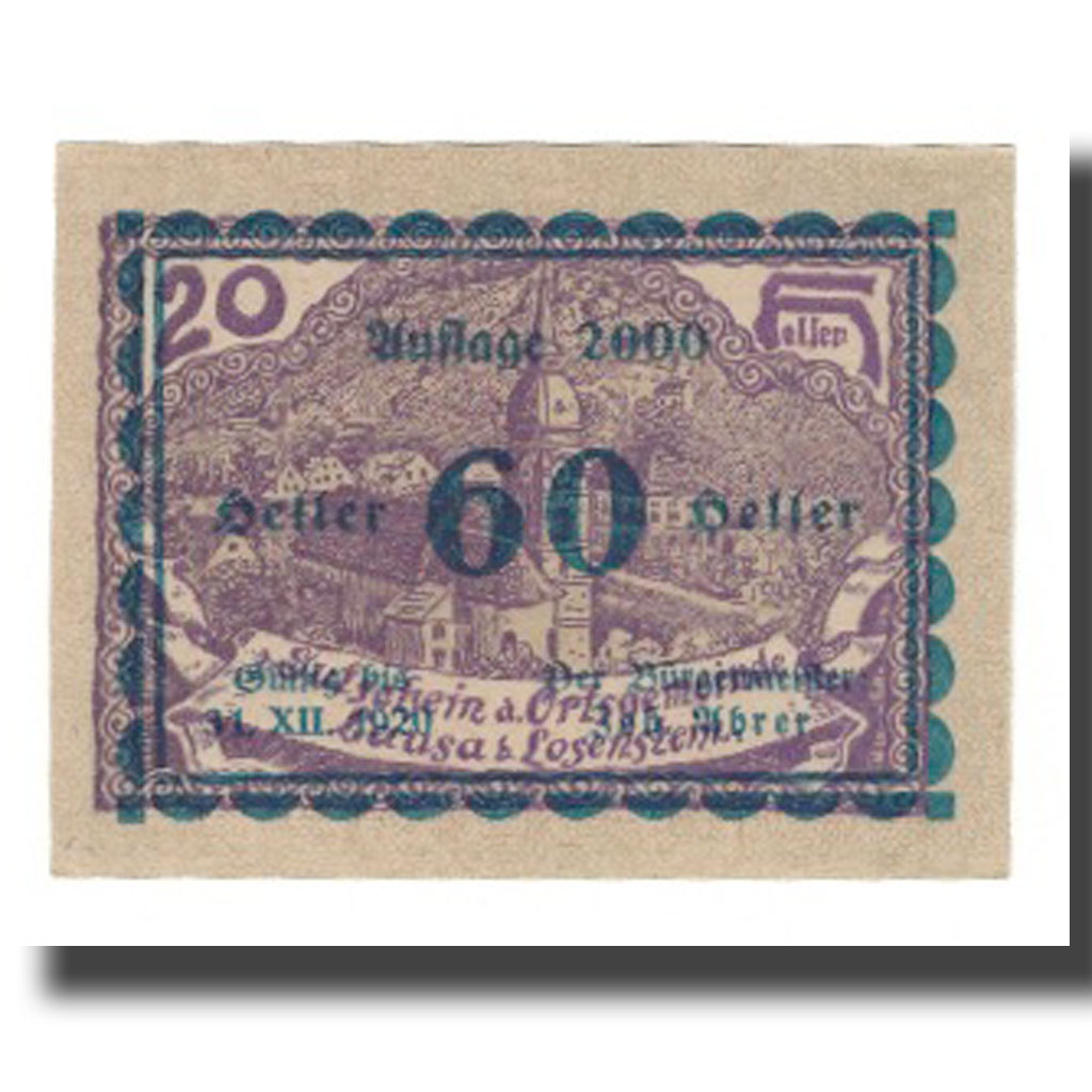 [#666469] Banknote, Austria, Lausa bei Losenstein O.Ö. Ortsgemeinde, 60 Heller, 