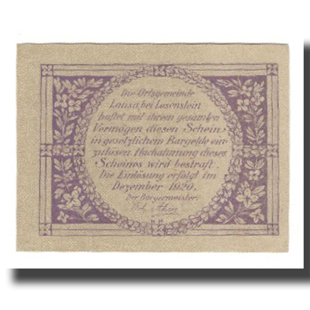[#666469] Banknote, Austria, Lausa bei Losenstein O.Ö. Ortsgemeinde, 60 Heller, 