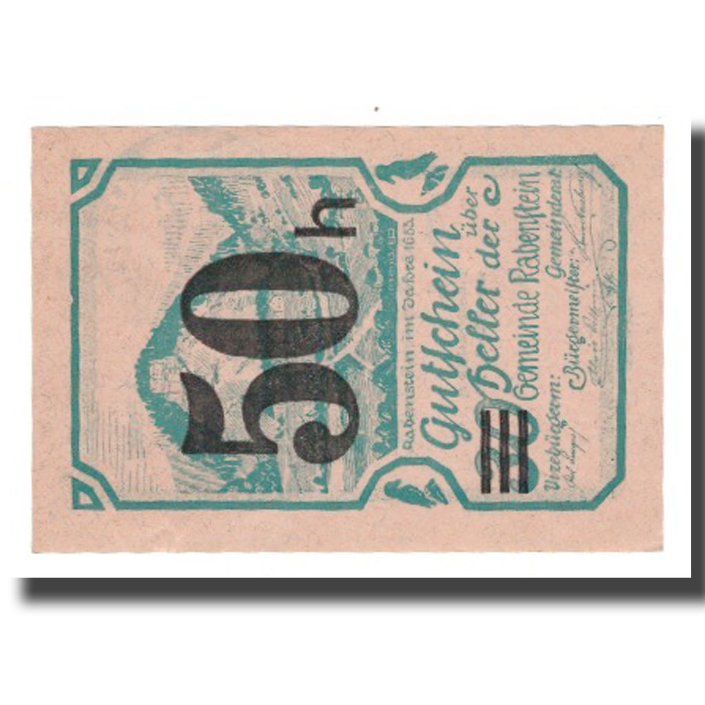 Banknote, Austria, Rabenstein N.Ö. Gemeinde, 50 Heller, Texte, 1920