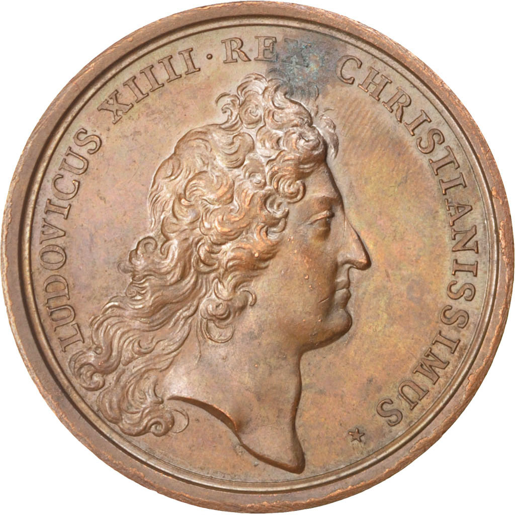 France, Medal, Louis XIV, Politics, Society, War, Mauger, , Copper