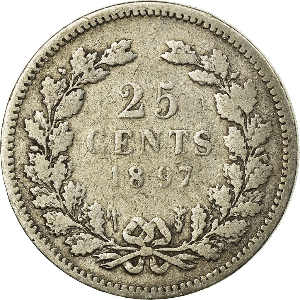 Coin, Netherlands, Wilhelmina I, 25 Cents, 1897, , Silver, KM:115