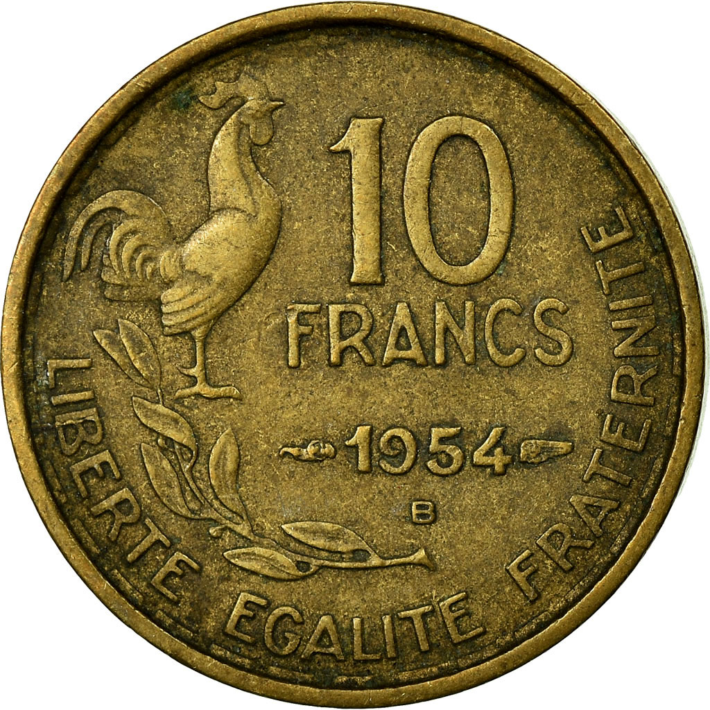 Münze, Frankreich, Guiraud, 10 Francs, 1954, Beaumont - Le Roger, S+